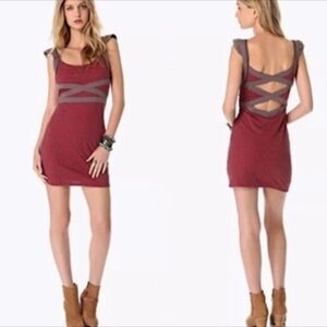 Free People Cross My Heart Red Bodycon Dress Womens Size S